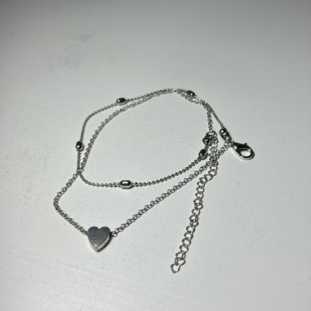 Silver Anklet Bracelet Hearts Shiny Party - Picture 3 of 3